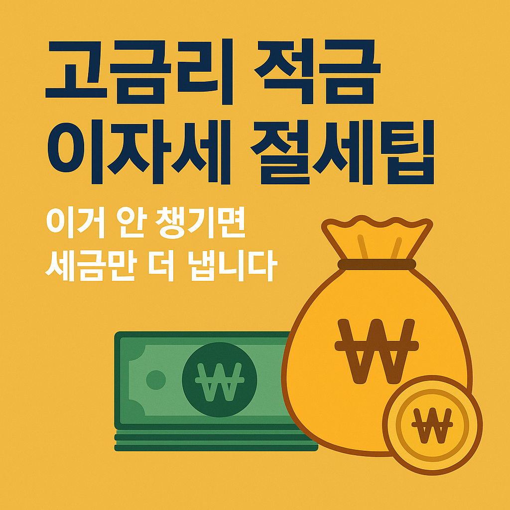 고금리 적금 이자세 절세팁, 이거 안 챙기면 세금만 더 냅니다 (2025 최신)