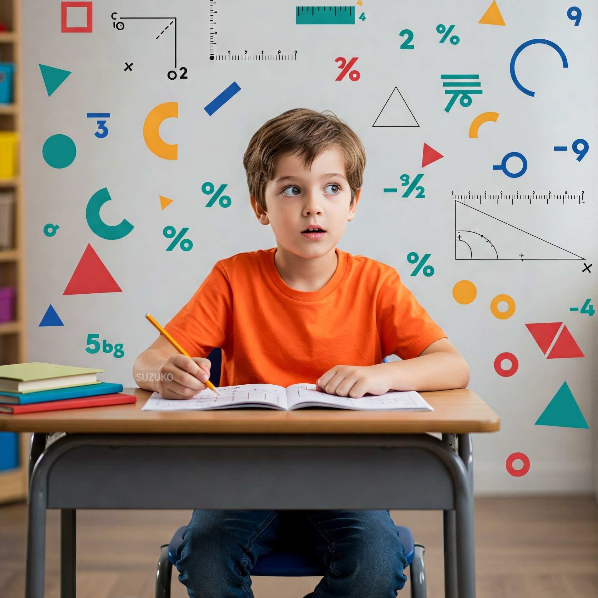 수학 문제를 푸는 아이