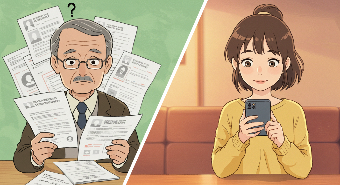 환급 대상 여부를 확인하는 두 사람의 장면