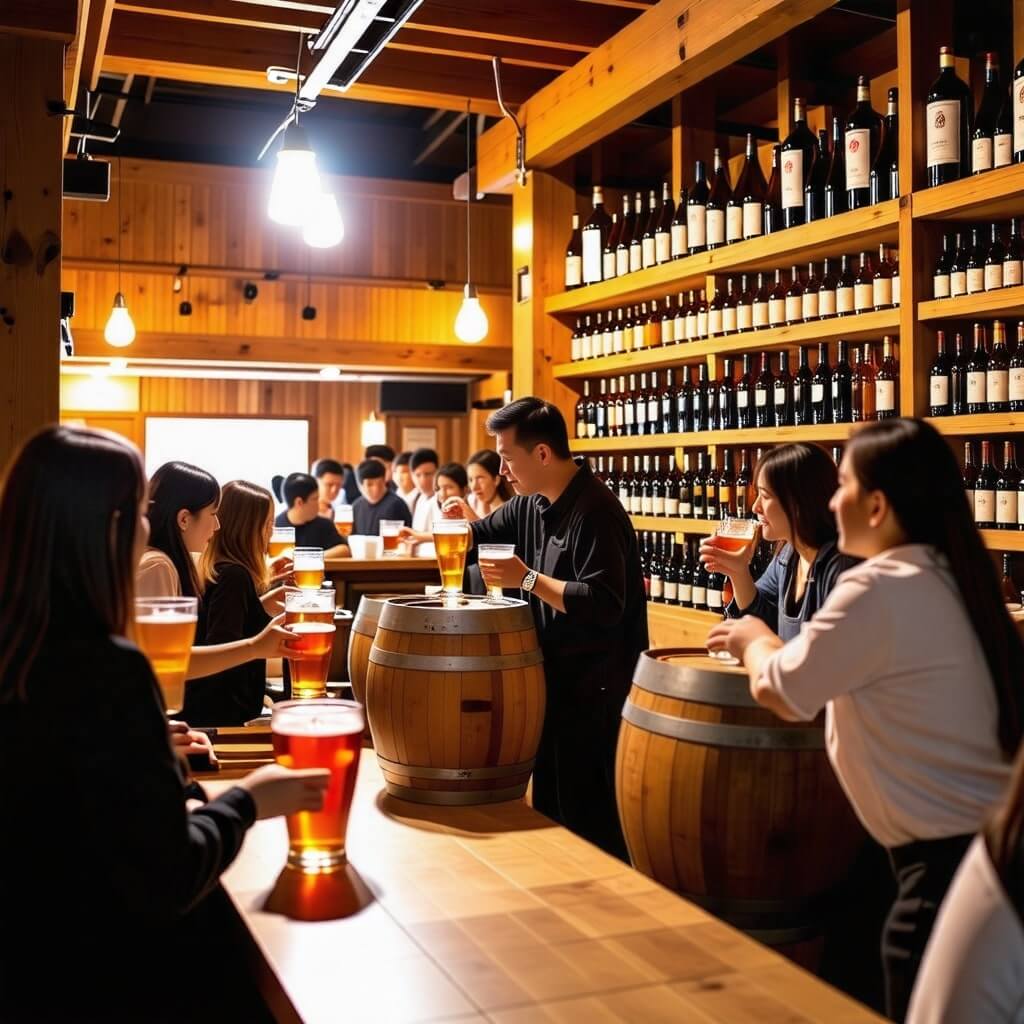 양조장에서 전통주를 시음하는 모습