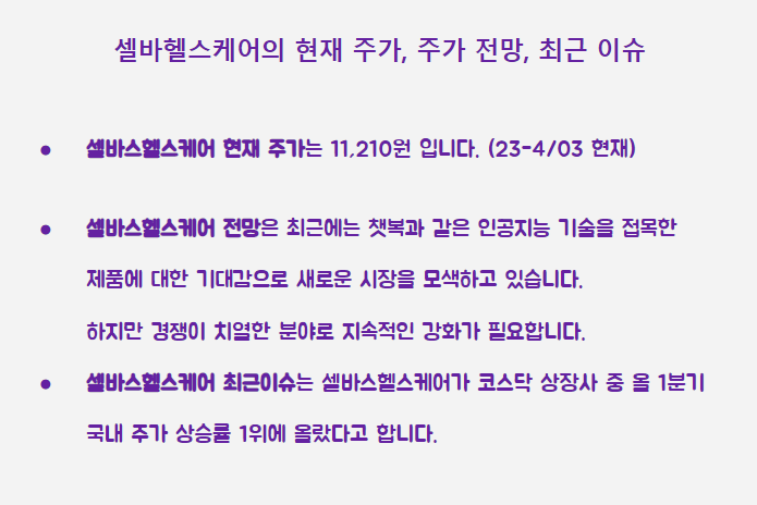 셀바스헬스케어 최근 이슈 요약