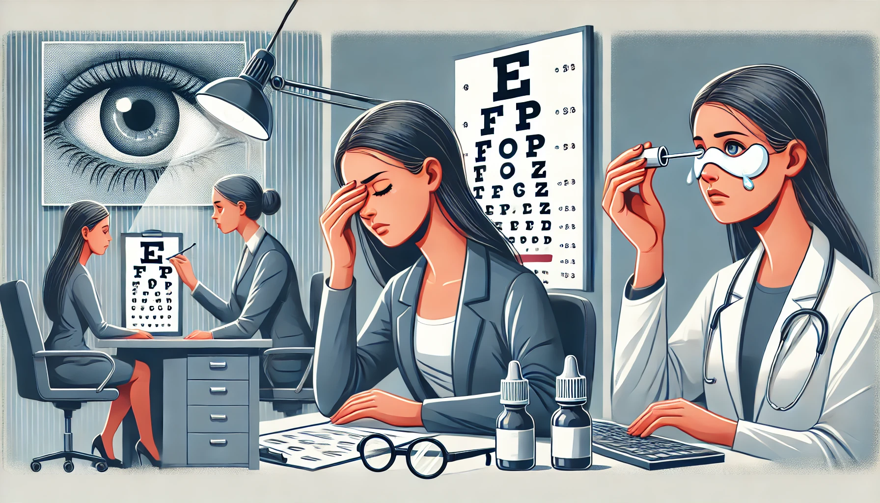 직장인의 눈 건강 관리법, 질병, 필수 영양소 관련 그림