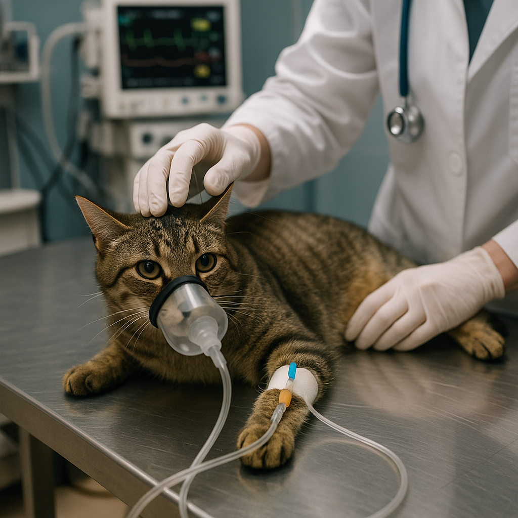 고양이 병원치료 모습