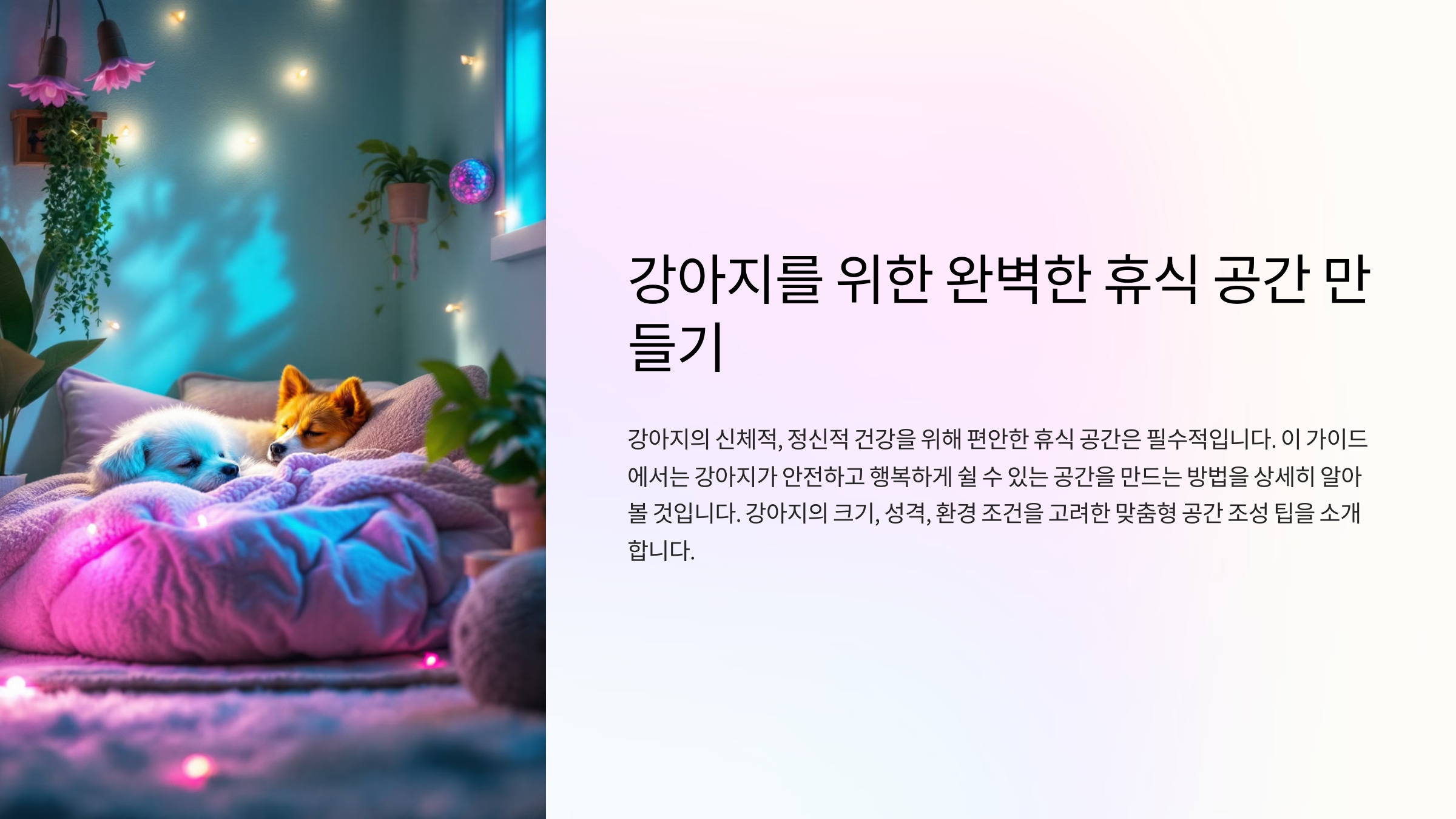 강아지가 편안하게 쉴 수 있는 공간 만들기: 필수 가이드와 팁