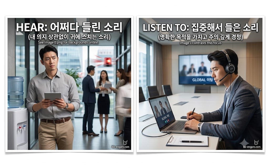 비즈니스 영어 hear 과 listen to 뉘앙스 차이