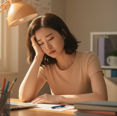 만성염증으로 힘들어하는 모습의 여성 3