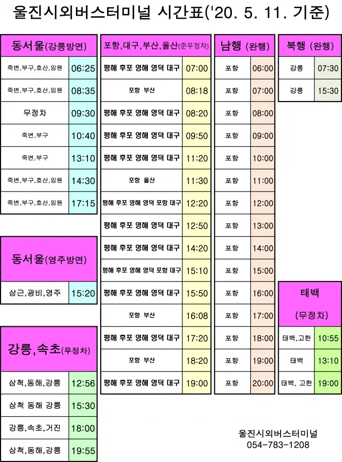 울진 시외버스터미널 시간표 예매 요금_4