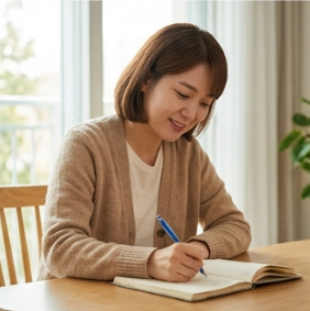 엄마가 메모하는 모습