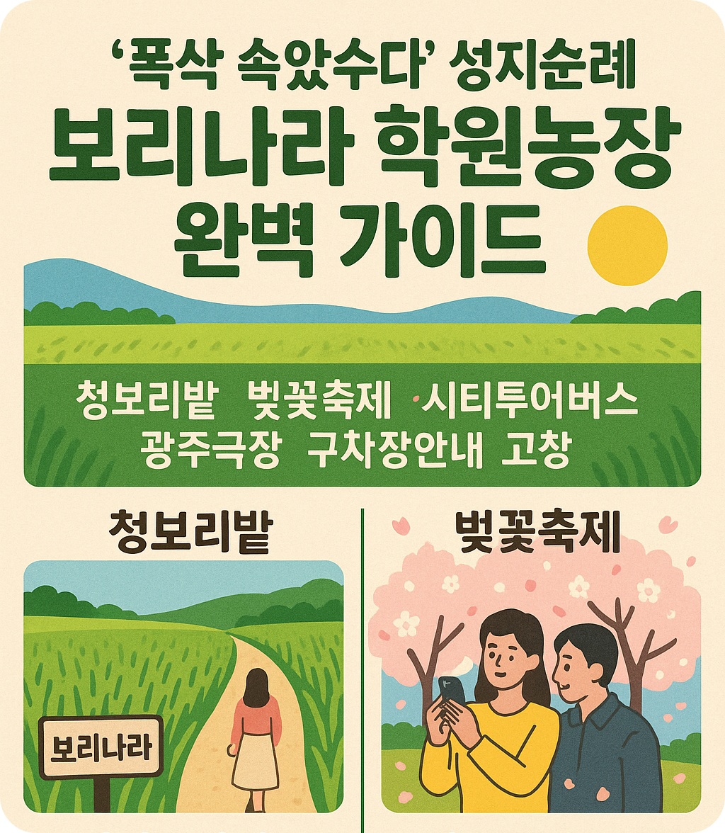 ‘폭싹 속았수다’ 성지순례｜청보리밭, 광주극장, 벚꽃축제, 시티투어버스, 주차장안내 고창 여행 완벽 가이드