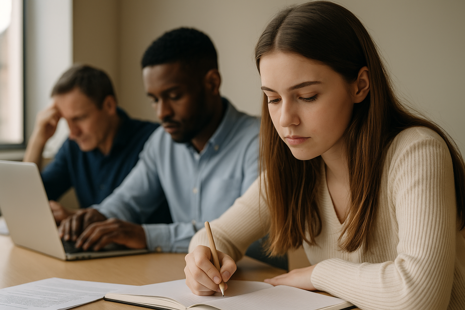 집중력 있는 공부하고 있는 학습자들의 모습