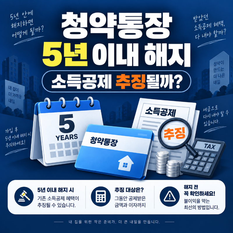 청약통장 해지 시 소득공제 추징과 5년 기준을 안내하는 대표 이미지