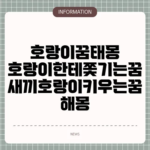 호랑이꿈태몽 호랑이한테쫓기는꿈 새끼호랑이키우는꿈 해몽