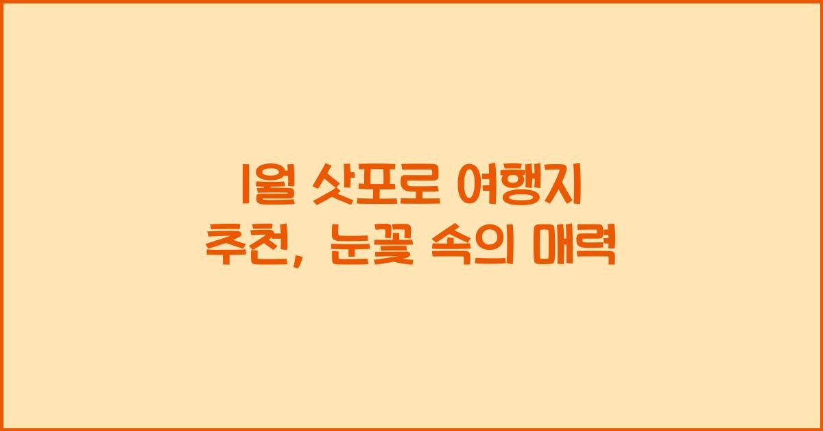 1월 삿포로 여행지 추천