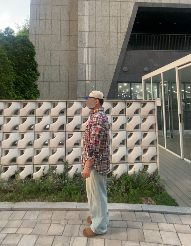 데일리룩('26. 7. 13.)곤니치와봉쥬르 빈티지 워싱 투톤 볼캡, 폴로랄프로렌 패치워크 마드라스 클래식핏 린넨셔츠, 에러스익셉티드 연청데님팬츠, 야세 YASE 스웨이드 더비슈즈