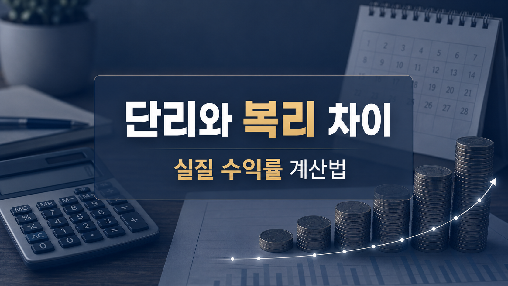 단리 복리와 실질 수익률 계산법을 설명하는 인포그래픽