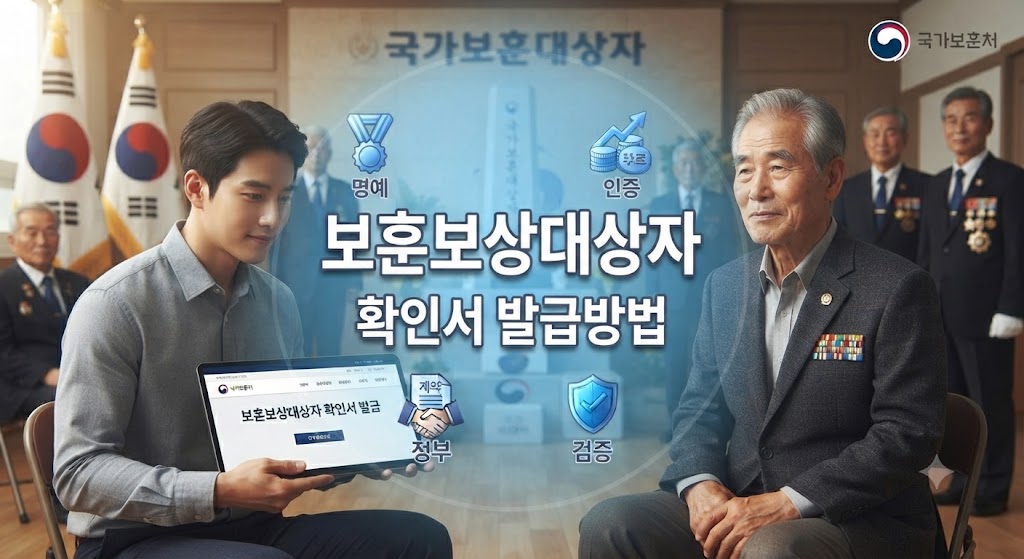 보훈대상자가 맞는지 확인서 발급받은 모습