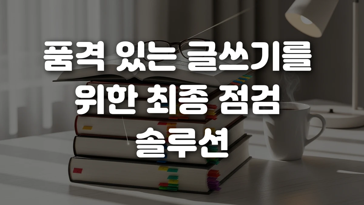 품격 있는 글쓰기를 위한 최종 점검 솔루션