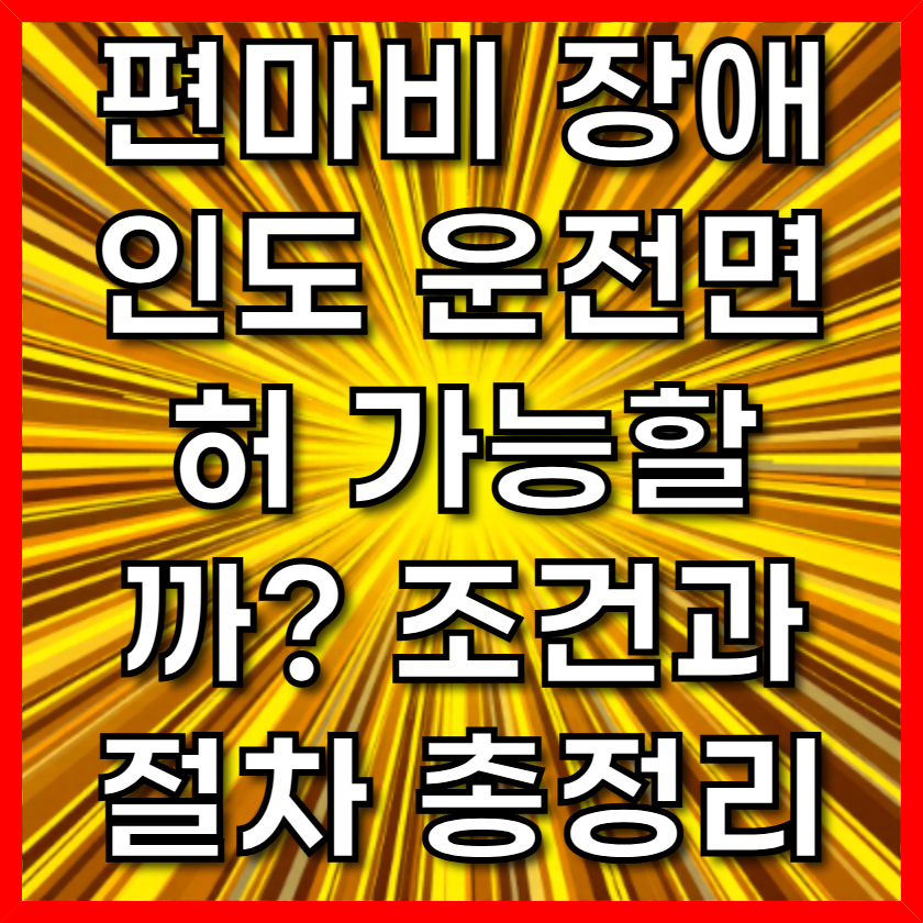 편마비 장애인도 운전면허 가능할까? 조건과 절차 총정리