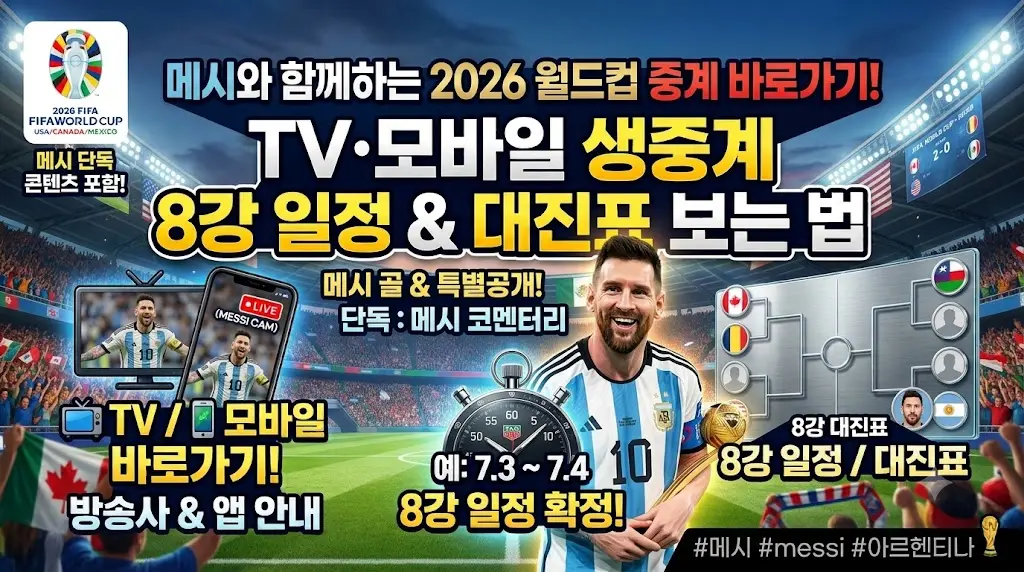 2026 월드컵 중계 바로가기 TV 모바일 8강 일정 대진표 보는 법 안내 섬네일