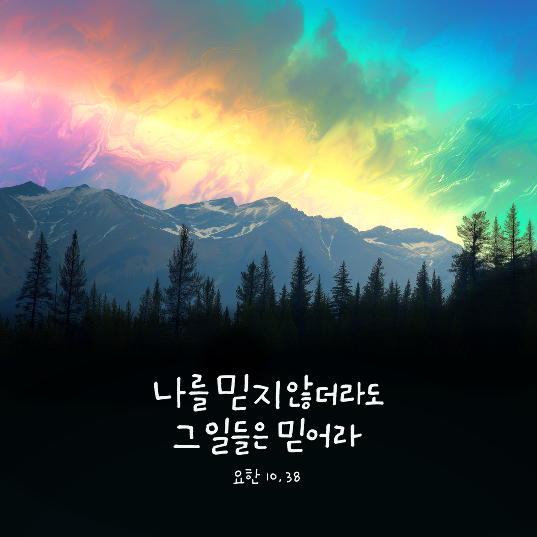 나를 믿지 않더라도 그 일들은 믿어라. (요한 10,38) by 피어나네 성경 말씀 카드 성경구절 이미지