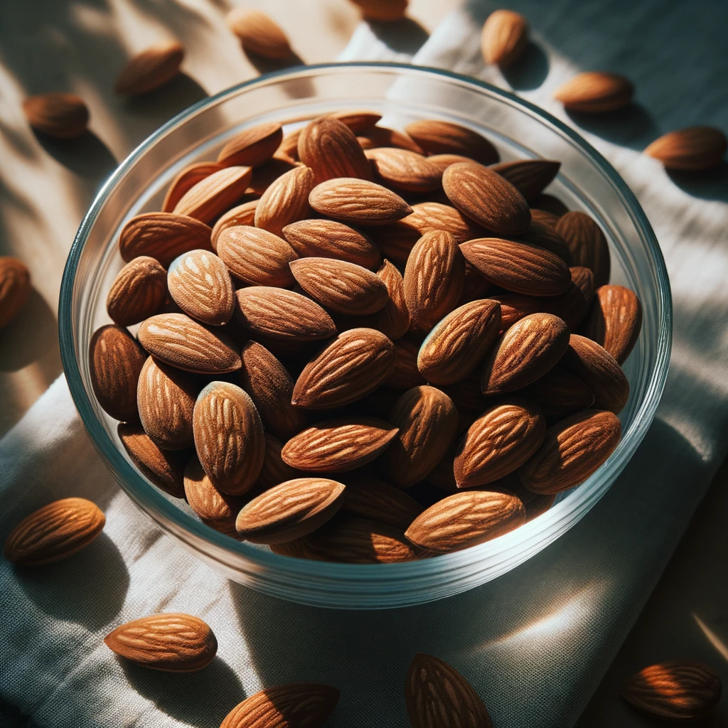 투명한 유리그릇에 담긴 아몬드