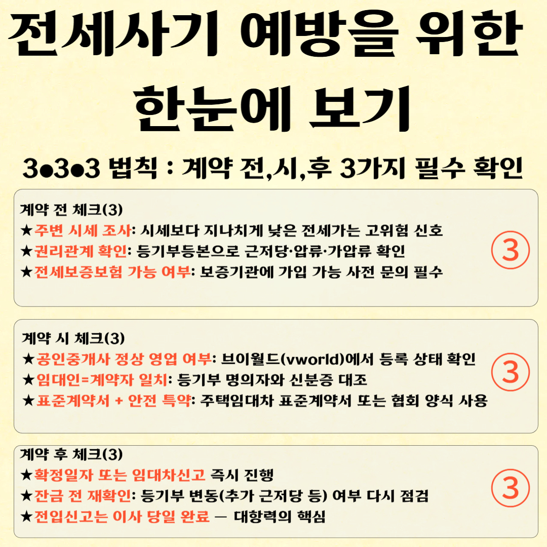전세사기 예방하는 3&middot;3&middot;3 법칙