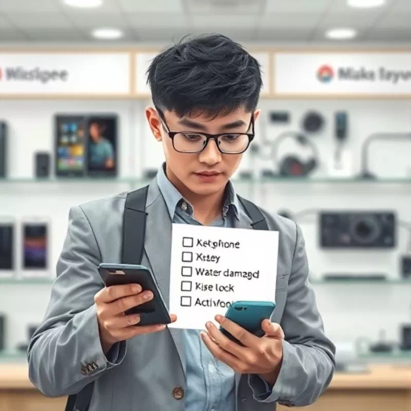 중고폰 호갱 안 당하는법 체크리스트, 활성화 잠금과 침수폰을 확인하는 전문가의 모습