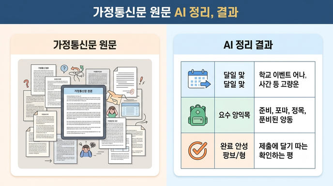 가정통신문 정리 전후 비교
