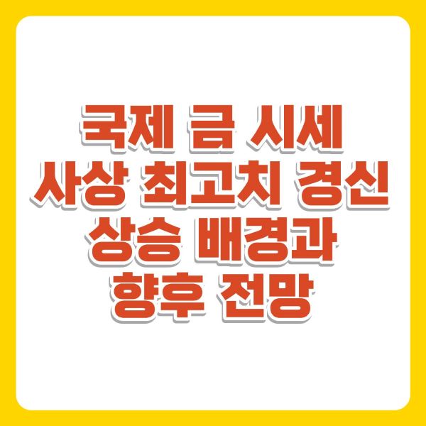 국제 금 시세 사상 최고치 경신, 상승 배경과 향후 전망