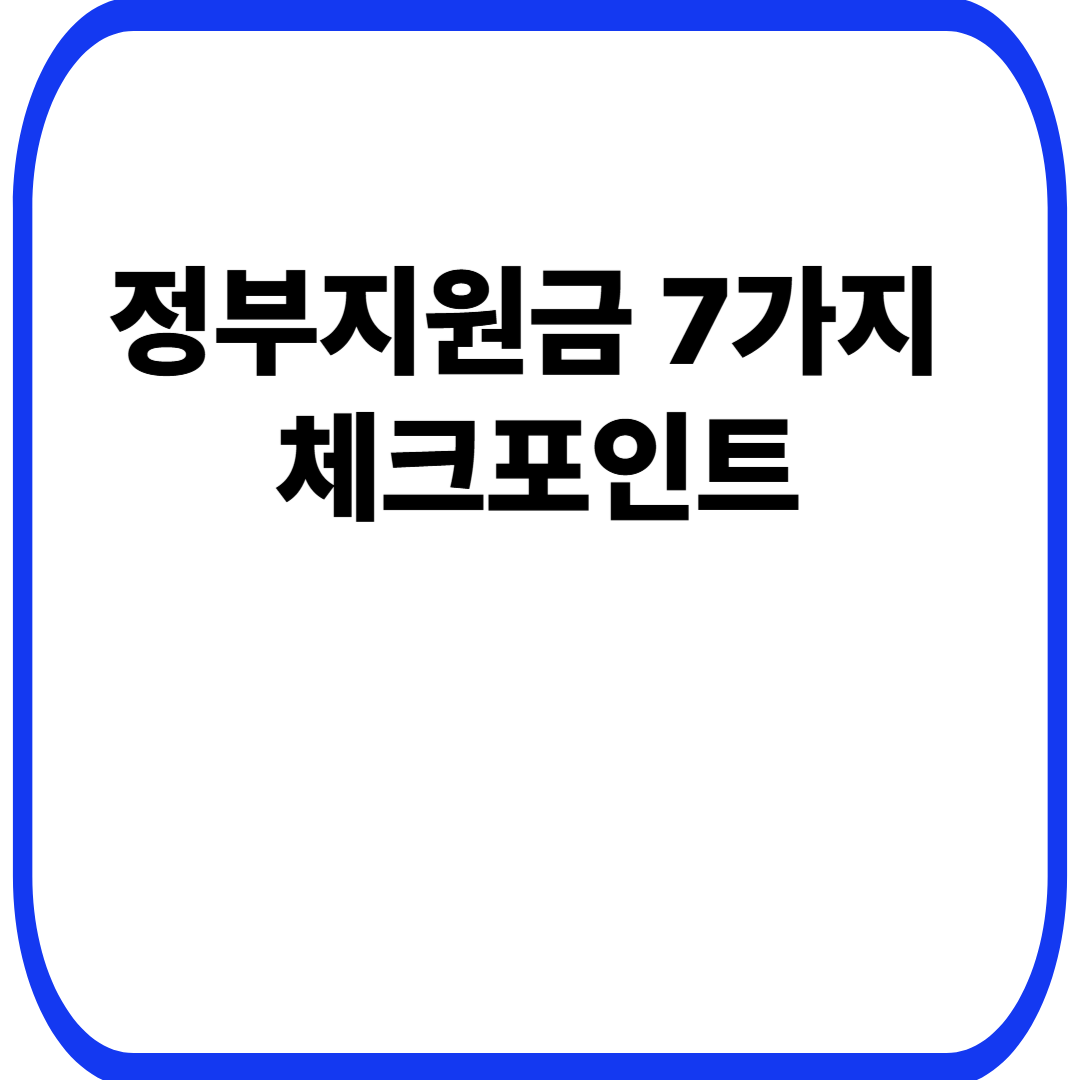 정부지원금 7가지 체크포인트