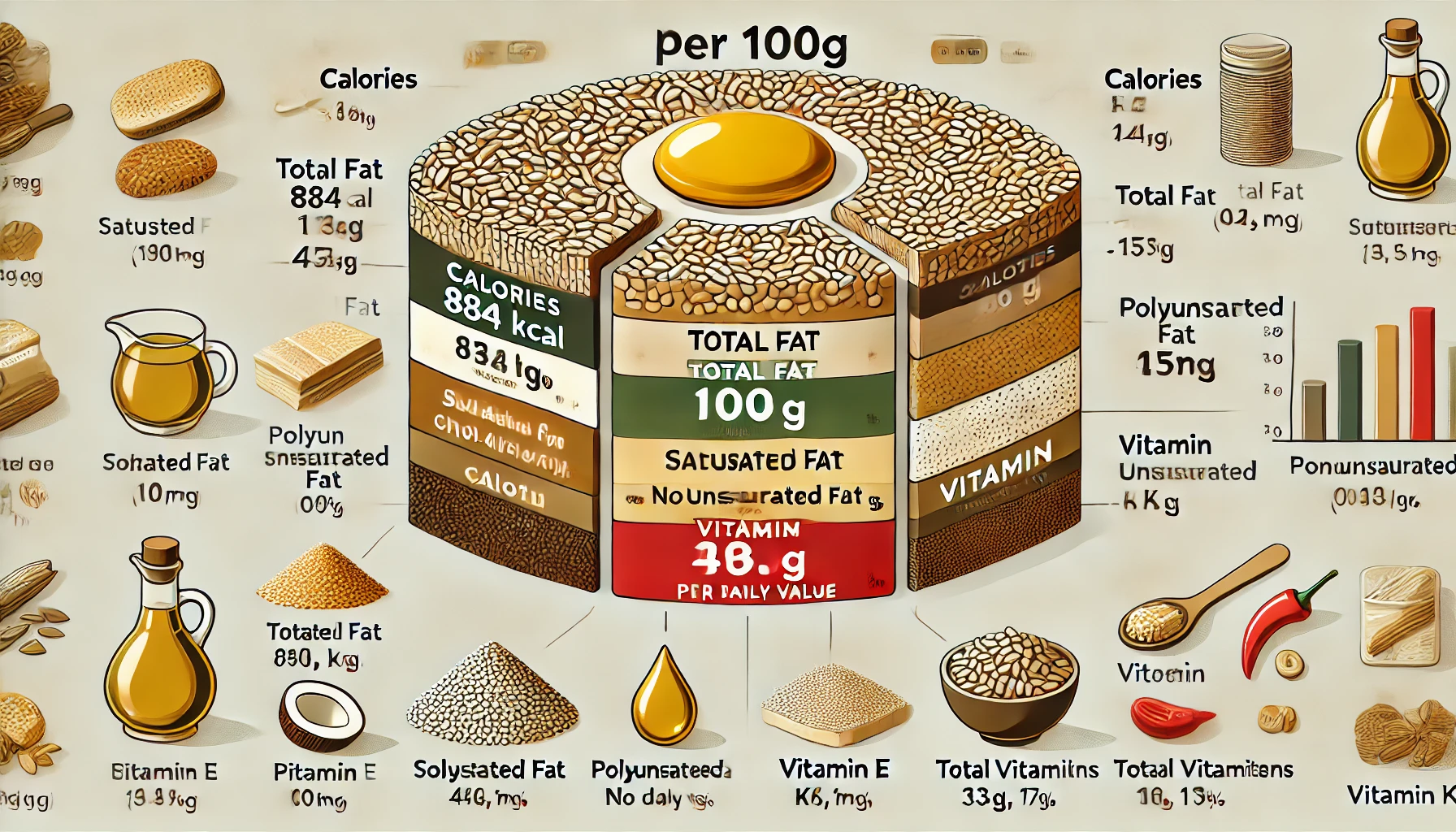 참기름의 영양 정보 (100g 기준)