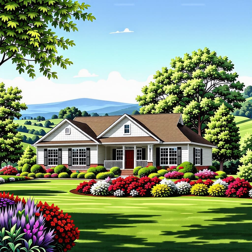 단독주택과 그 주변의 자연 환경을 함께 담은 이미지로, 주거지의 위치적 장점을 보여줍니다.