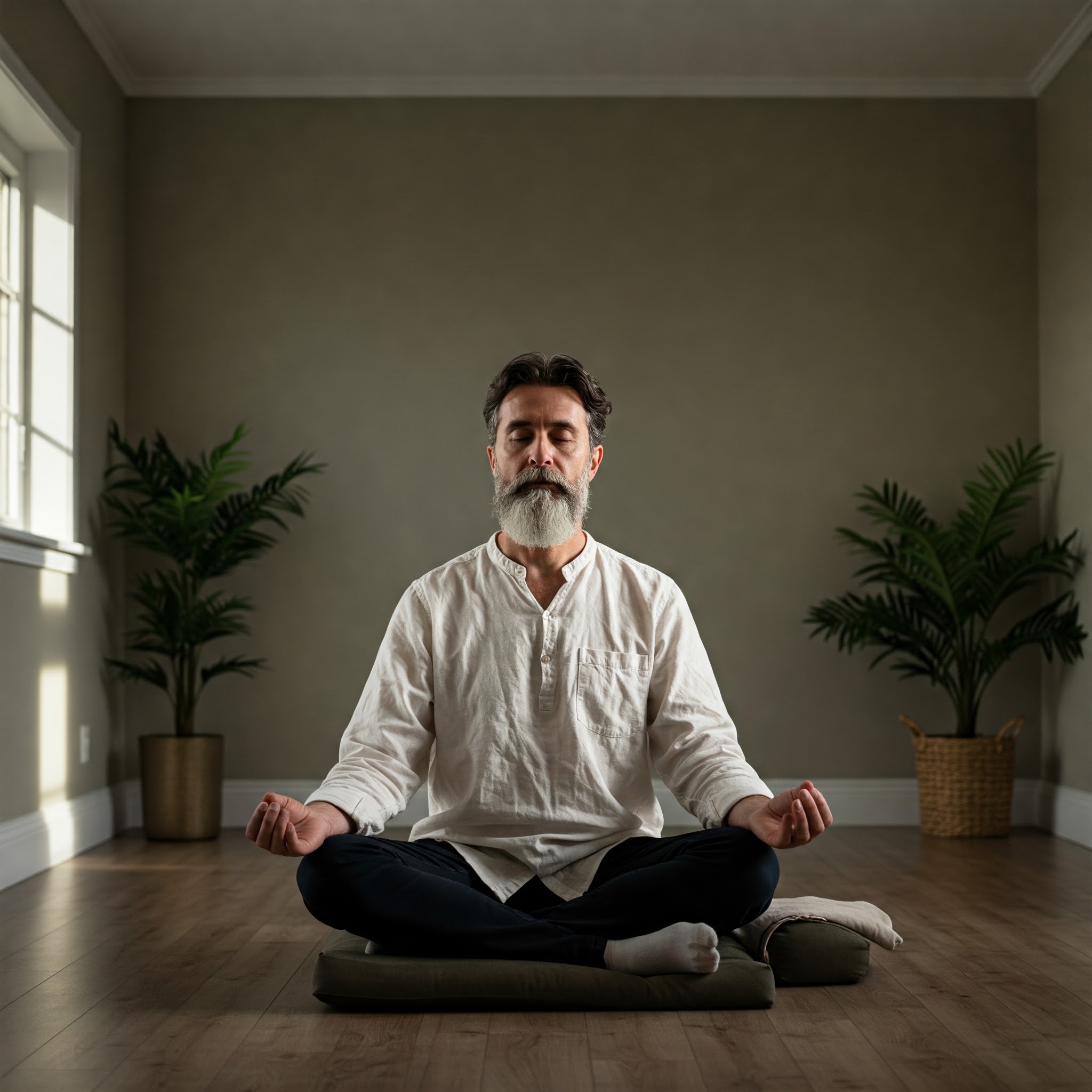 방에서 명상중인 할아버지