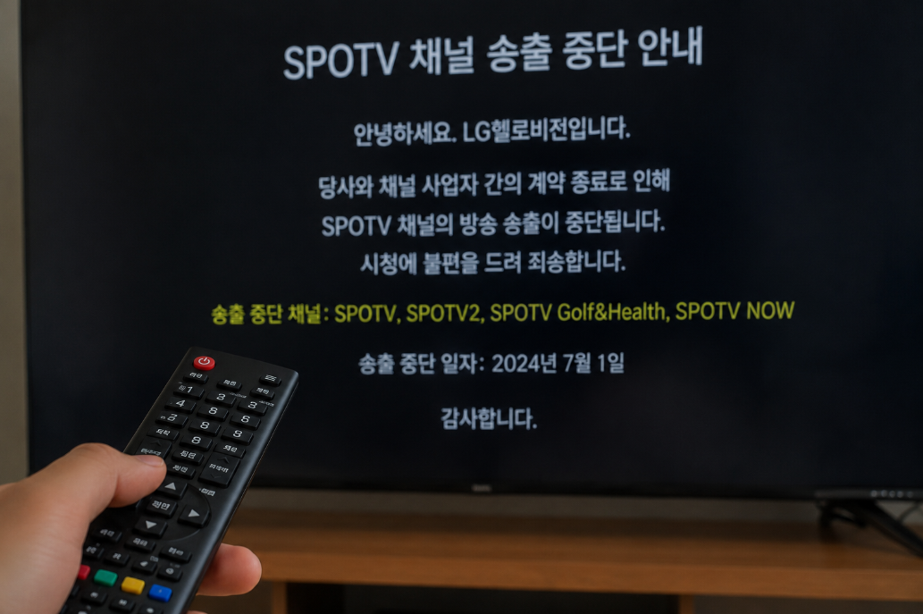 LG헬로비전 SPOTV 4개 채널 송출 중단, 7월 전 꼭 확인하세요