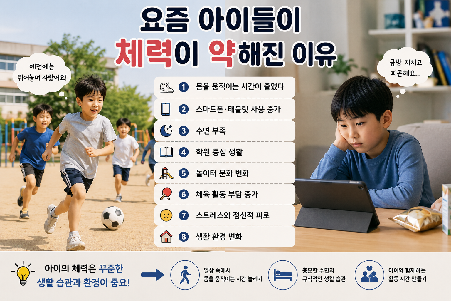 달리기과 축구를 하고 있는 아이들