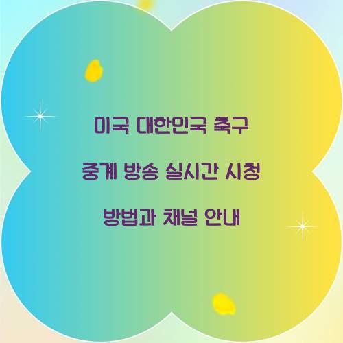 미국 대한민국 축구 중계 방송