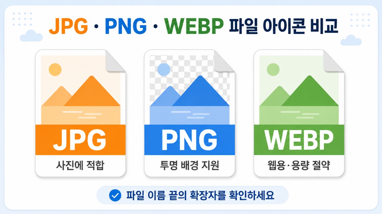 JPG&middot;PNG&middot;WEBP 파일 아이콘 비교