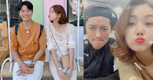 배우 소이현과 남편 인교진 부부가 함께 포즈를 취하며 환하게 웃는 모습