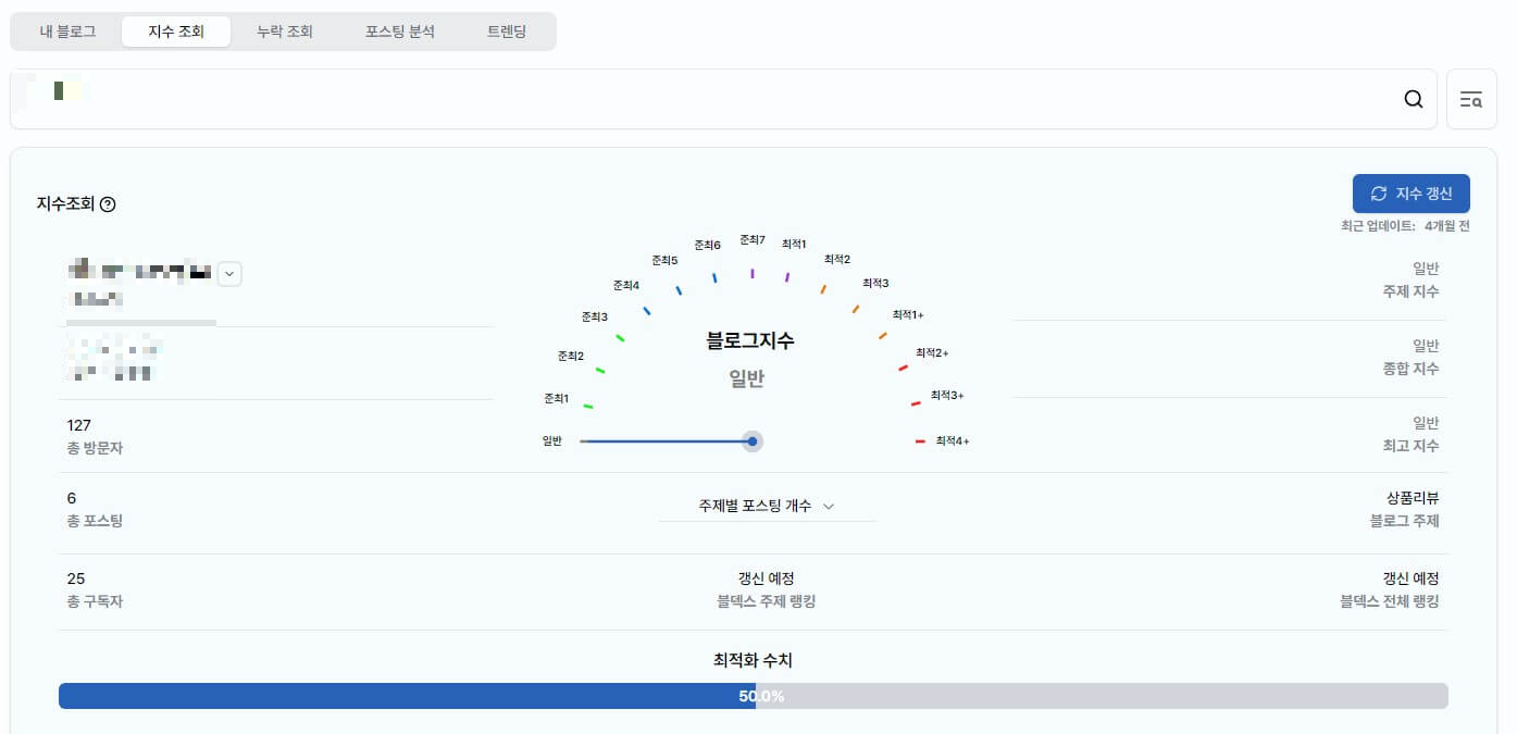 저품질 블로그 상태 표시