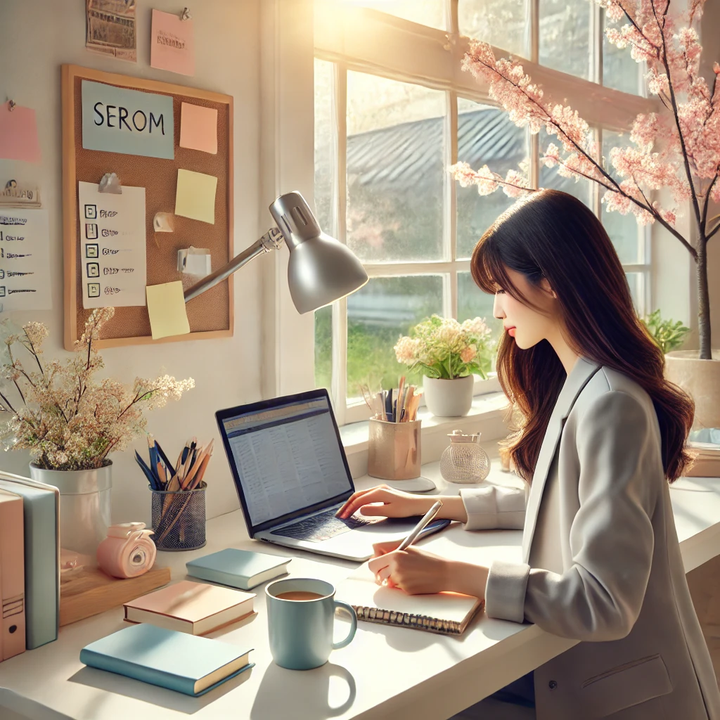 블로그 포스팅중인 여자