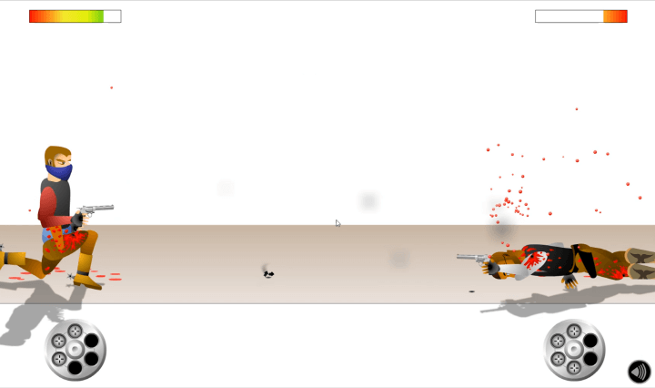 상대보다-먼저-총을-쏘고-쓰러트리는-화면