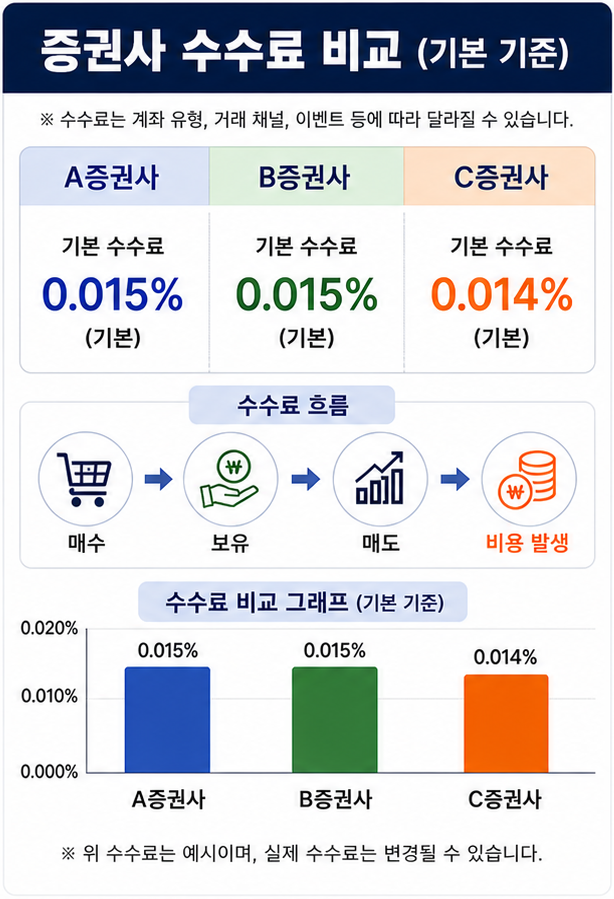 증권사 수수료 비교 인포그래픽
