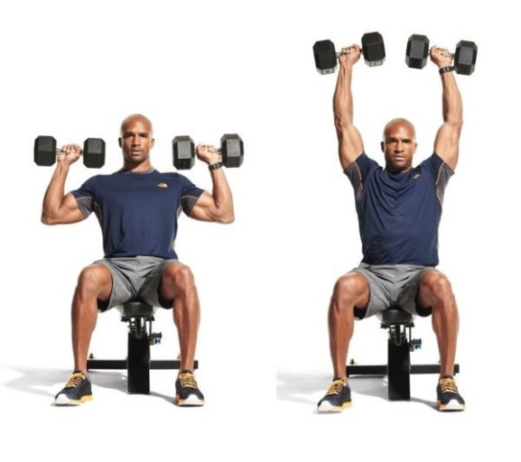 숄더 프레스 하는 모습