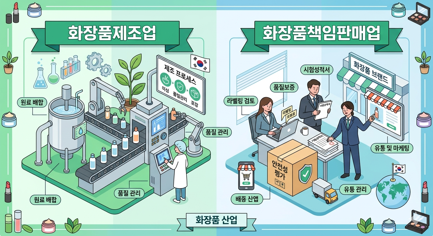 화장품 제조업과 책임판매업 (등록요건, 비용차이, 동시등록)
