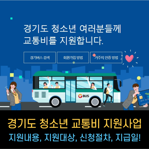 경기도 청소년 교통비 지원사업, 지원내용, 지원대상, 신청절차, 지급일.