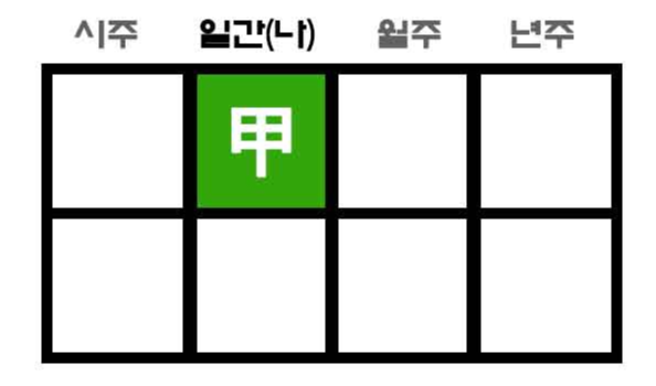 사주팔자에서 갑목 일간 위치