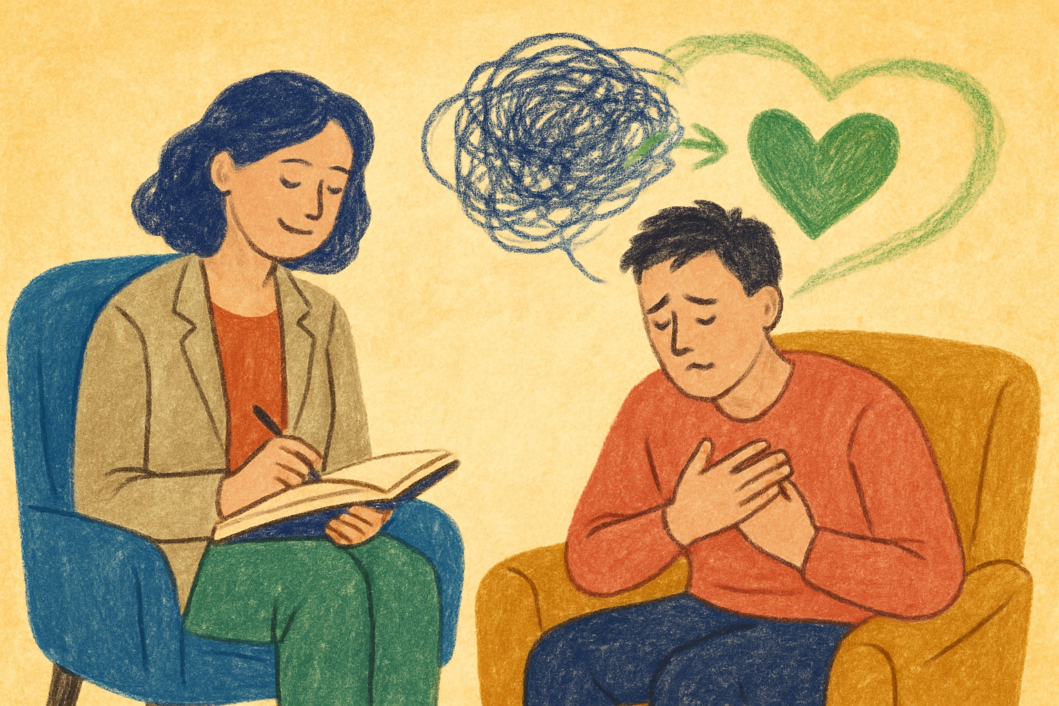 치료 세션의 따뜻한 대화