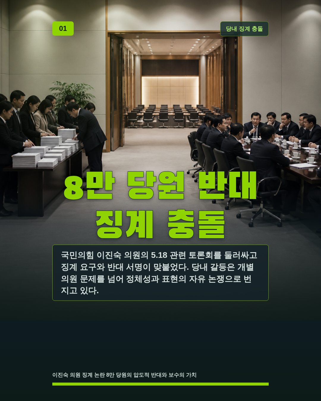 8만 당원 반대 징계 충돌