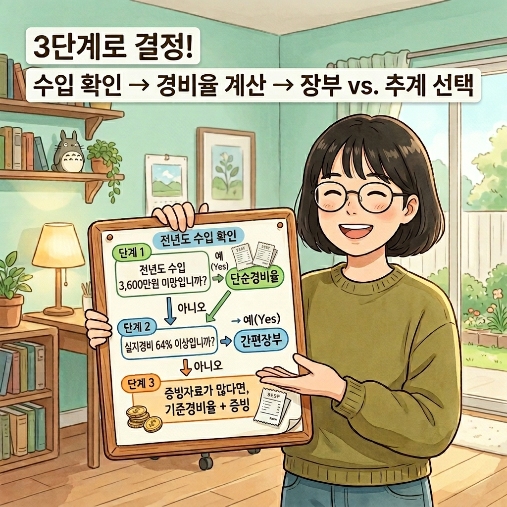 프리랜서 유리한 경비율 선택 기준 3단계 판단 플로차트