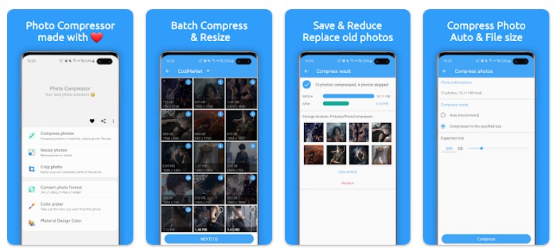 Photo Compressor and Resizer앱 기능